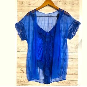 Vintage Teddy Bodysuit One Piece With Robe set